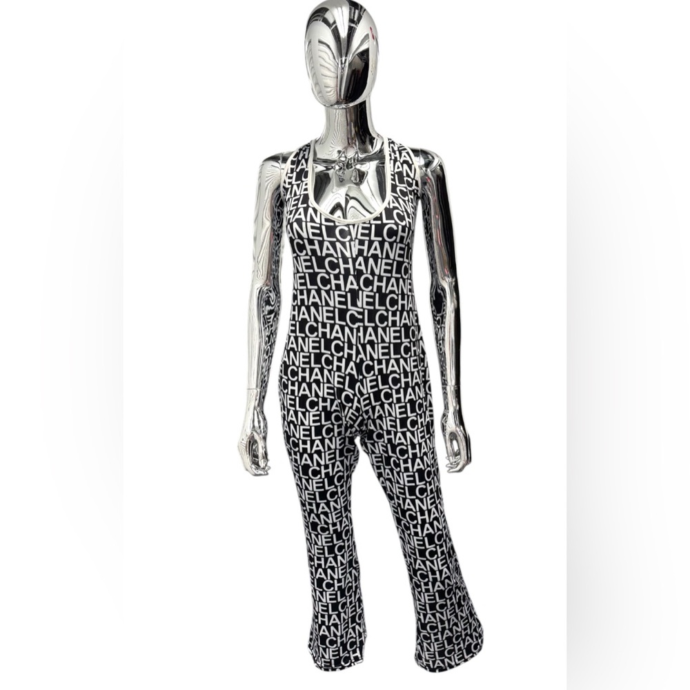 Chanel Black & White Logo Jumpsuit